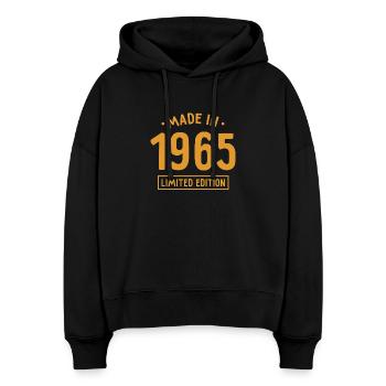 Fabriqué en 1965 - Edition limitée - Année de naissance - Sweat à capuche bio Nora coupe boxy Stanley/Stella Femme - noir - Devant