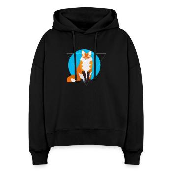 Geometric Fox - Stanley/Stella Boxy Frauen Bio Hoodie Nora - Schwarz - Vorne
