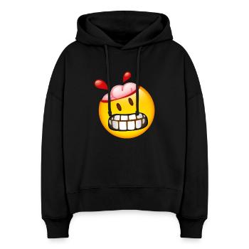 Smiley Brain - Stanley/Stella Boxy Frauen Bio Hoodie Nora - Schwarz - Vorne