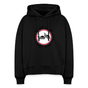 Make Love Not War (3C) - Stanley/Stella Boxy Frauen Bio Hoodie Nora - Schwarz - Vorne
