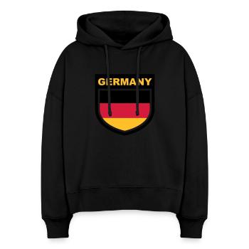 germany_emblem - Sweat à capuche bio Nora coupe boxy Stanley/Stella Femme - noir - Devant