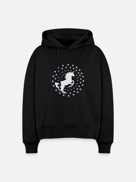 Einhorn - Stanley/Stella Boxy Frauen Bio Hoodie Nora - Schwarz