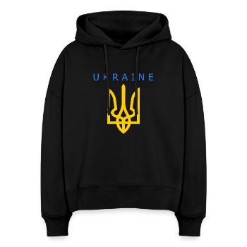 Ukraine - Sweat à capuche bio Nora coupe boxy Stanley/Stella Femme - noir - Devant