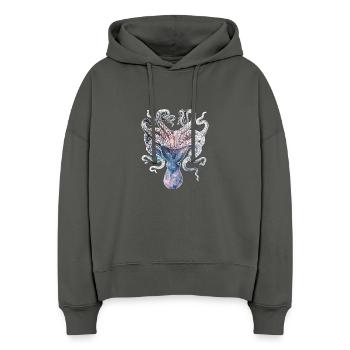 ESPACE SQUID - Sweat à capuche bio Nora coupe boxy Stanley/Stella Femme - charbon - Devant