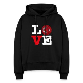 COEUR TURQUIE - Sweat à capuche bio Nora coupe boxy Stanley/Stella Femme - noir - Devant
