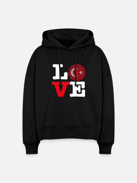 COEUR TURQUIE - Sweat à capuche bio Nora coupe boxy Stanley/Stella Femme - noir