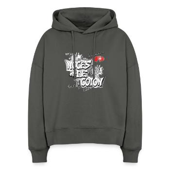 Noces de coton ELLE - Sweat à capuche bio Nora coupe boxy Stanley/Stella Femme - charbon - Devant