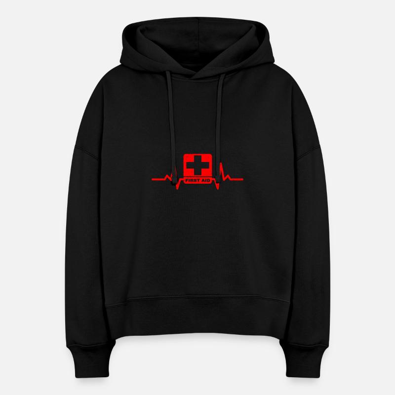 Mon cœur bat pour aider à d'autres! - Sweat à capuche bio Nora coupe boxy Stanley/Stella Femme - noir