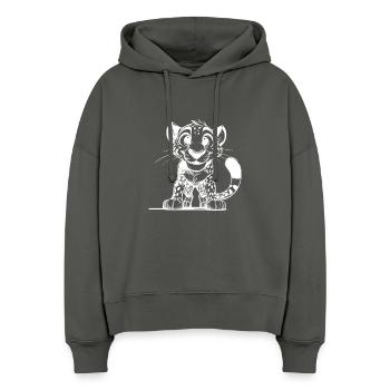 Süsser Leopard Kulleraugen König der Steppe - Stanley/Stella Boxy Frauen Bio Hoodie Nora - Anthrazit - Vorne