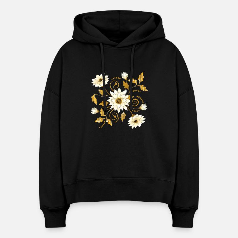 Fleur - Sweat à capuche bio Nora coupe boxy Stanley/Stella Femme - noir