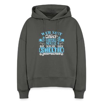 SHELTIE - Glück zum anfassen - Stanley/Stella Boxy Frauen Bio Hoodie Nora - Anthrazit - Vorne