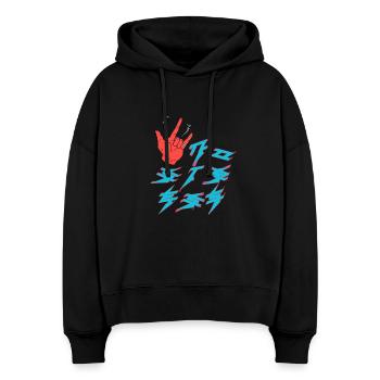 Pas de stress - Sweat à capuche bio Nora coupe boxy Stanley/Stella Femme - noir - Devant