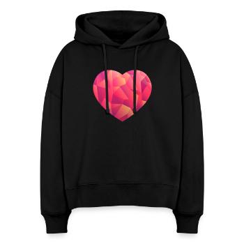 coeur rose - Sweat à capuche bio Nora coupe boxy Stanley/Stella Femme - noir - Devant