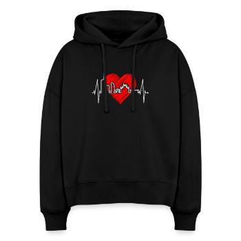 Milan Skyline Italy Heartbeat Fan Love Milano - Stanley/Stella Boxy Women Organic Hoodie Nora - black - Front