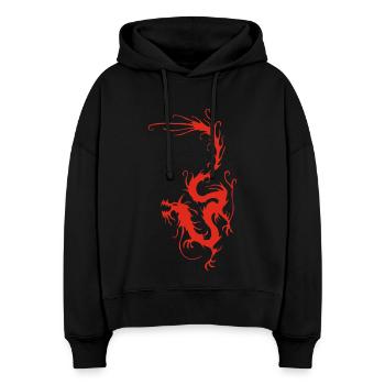 Red Smoke Dragon - Stanley/Stella Boxy Women Organic Hoodie Nora - black - Front