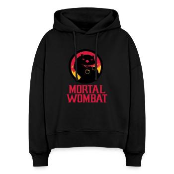 Mortal Wombat - Stanley/Stella Boxy Frauen Bio Hoodie Nora - Schwarz - Vorne