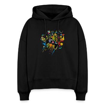 Gamepad Videogames mit verschiedenen Symbolen - Stanley/Stella Boxy Frauen Bio Hoodie Nora - Schwarz - Vorne