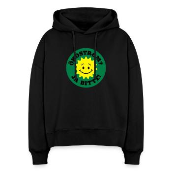 green power yes please, nuclear power no thanks, - Stanley/Stella Boxy Women Organic Hoodie Nora - black - Front