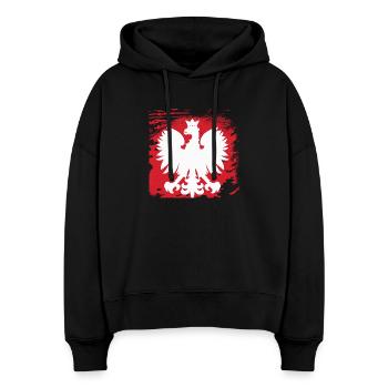 Pologne - Sweat à capuche bio Nora coupe boxy Stanley/Stella Femme - noir - Devant