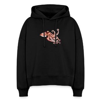 Octopus - Octopus vulgaris - Octopus Pieuvre Poulpe - Sweat à capuche bio Nora coupe boxy Stanley/Stella Femme - noir - Devant