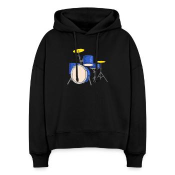schlagzeug drummer musiker - Stanley/Stella Boxy Frauen Bio Hoodie Nora - Schwarz - Vorne