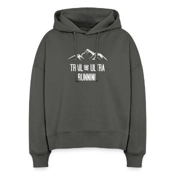 Trail Running et Ultra Running - Sweat à capuche bio Nora coupe boxy Stanley/Stella Femme - charbon - Devant