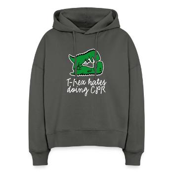 T-Rex hates doing CPR first aid nurse - Stanley/Stella Boxy Women Organic Hoodie Nora - anthracite - Front