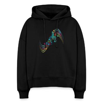 Bunte Symphonie auf schwungvollen Notenlinien - Stanley/Stella Boxy Frauen Bio Hoodie Nora - Schwarz - Vorne