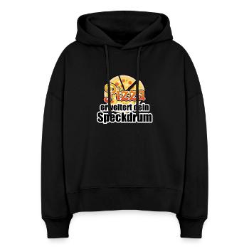 Pizza Figur Diaet lustig Essen Sprüche - Stanley/Stella Boxy Frauen Bio Hoodie Nora - Schwarz - Vorne