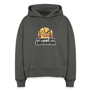 Pizza Figur Diaet lustig Essen Sprüche - Stanley/Stella Boxy Frauen Bio Hoodie Nora - Anthrazit - Vorne