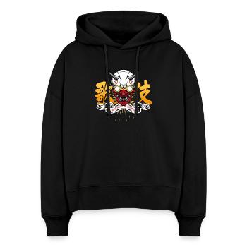Run Run Runnnnn !!!! - Sweat à capuche bio Nora coupe boxy Stanley/Stella Femme - noir - Devant