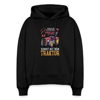 Traktor Trecker - Stanley/Stella Boxy Frauen Bio Hoodie Nora - Schwarz - Vorne