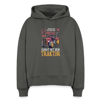 Traktor Trecker - Stanley/Stella Boxy Frauen Bio Hoodie Nora - Anthrazit - Vorne