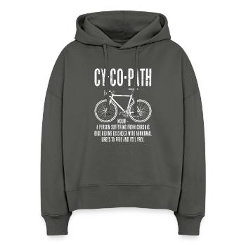 Piste cyclable : jeu de mots audacieux - Sweat à capuche bio Nora coupe boxy Stanley/Stella Femme - charbon - Devant