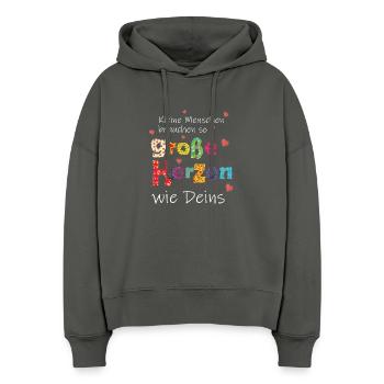 Kleine Menschen brauchen große Herzen - Danke - Stanley/Stella Boxy Frauen Bio Hoodie Nora - Anthrazit - Vorne