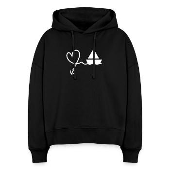 Herz Anker Boot - Stanley/Stella Boxy Frauen Bio Hoodie Nora - Schwarz - Vorne