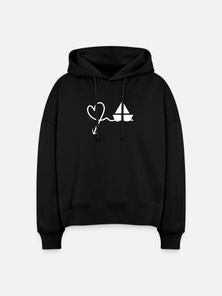 Herz Anker Boot - Stanley/Stella Boxy Frauen Bio Hoodie Nora - Schwarz