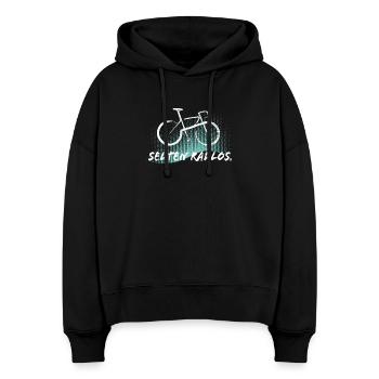 Selten Radlos - Fahrrad - Stanley/Stella Boxy Frauen Bio Hoodie Nora - Schwarz - Vorne