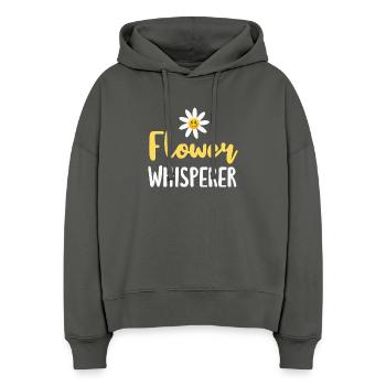 Fleur Margarite Fleuriste - Sweat à capuche bio Nora coupe boxy Stanley/Stella Femme - charbon - Devant