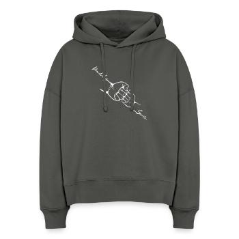 Father Child Matching Punch Fist Bump - Stanley/Stella Boxy Women Organic Hoodie Nora - anthracite - Front