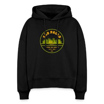 São Paulo Skyline Seal Green - Stanley/Stella Boxy Women Organic Hoodie Nora - black - Front