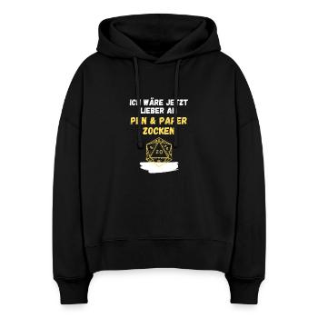 Ich wäre jetzt lieber am Pen Paper zocken - Stanley/Stella Boxy Frauen Bio Hoodie Nora - Schwarz - Vorne