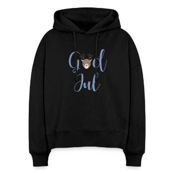 GodJul grau Xmas Weihnachten schwedisch Hirsch - Stanley/Stella Boxy Frauen Bio Hoodie Nora - Schwarz - Vorne