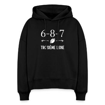 rugby, rugby sport, rugby humour - Sweat à capuche bio Nora coupe boxy Stanley/Stella Femme - noir - Devant