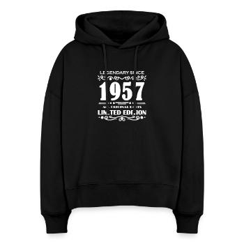 1957 - Année 1957 - Année de construction 1957 - Sweat à capuche bio Nora coupe boxy Stanley/Stella Femme - noir - Devant