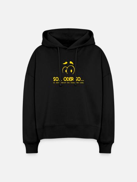 So...Oder So: Hässlicher Vogel - Gelb - Stanley/Stella Boxy Frauen Bio Hoodie Nora - Schwarz