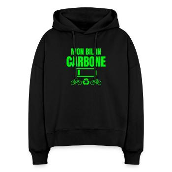 bilan carbone, écologie, écologiste - Sweat à capuche bio Nora coupe boxy Stanley/Stella Femme - noir - Devant