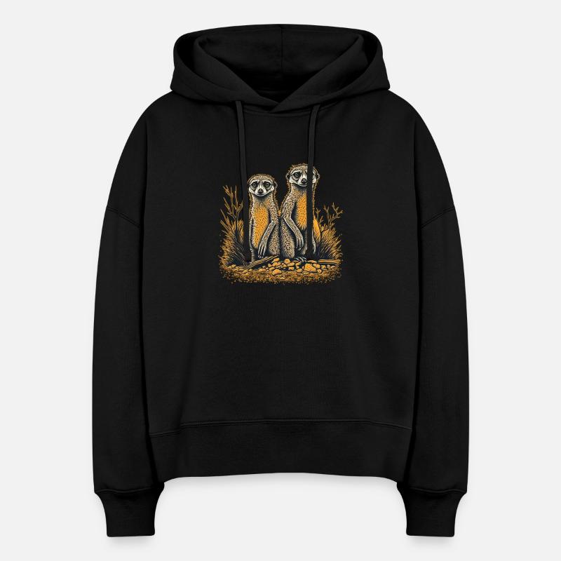 Deux suricates - Sweat à capuche bio Nora coupe boxy Stanley/Stella Femme - noir