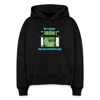 Den Grüne mag ich ! - Stanley/Stella Boxy Frauen Bio Hoodie Nora - Schwarz - Vorne