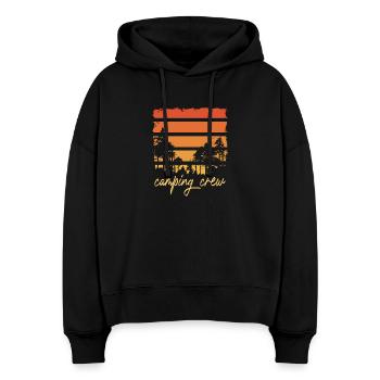 Camping Crew Zelt Abenteuer Camp Natur Camper Team - Stanley/Stella Boxy Frauen Bio Hoodie Nora - Schwarz - Vorne